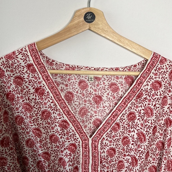 MAX STUDIO Boho Ballon Sleeve Blouse Size Large - Picture 3 of 9